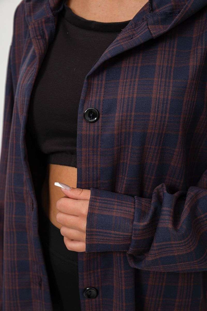 Кардиган женский в клетку, цвет синий, 257R233-3 — изображение 5