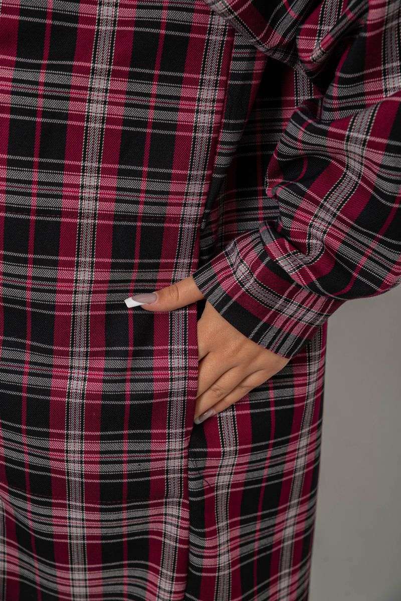 Кардиган женский в клетку, цвет бордовый, 257R233-5 — изображение 6