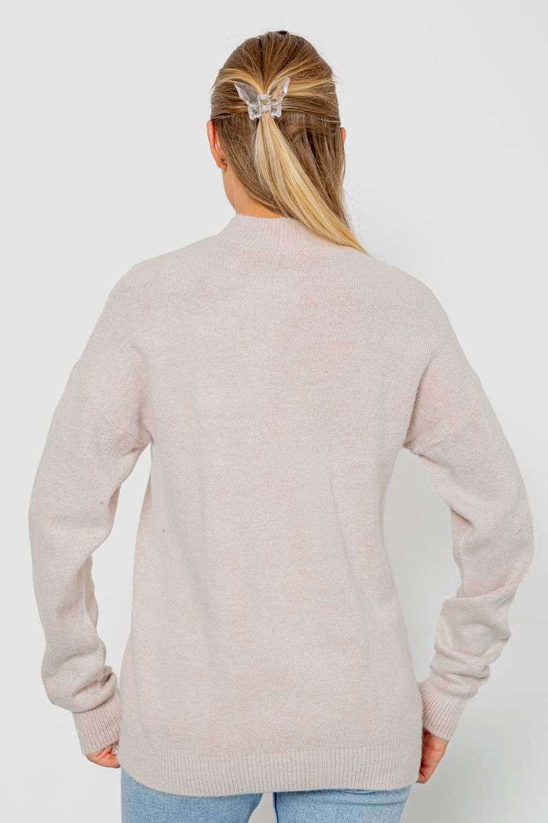 Свитер женский шерстяной, цвет светло-бежевый, 244R0390 — изображение 4