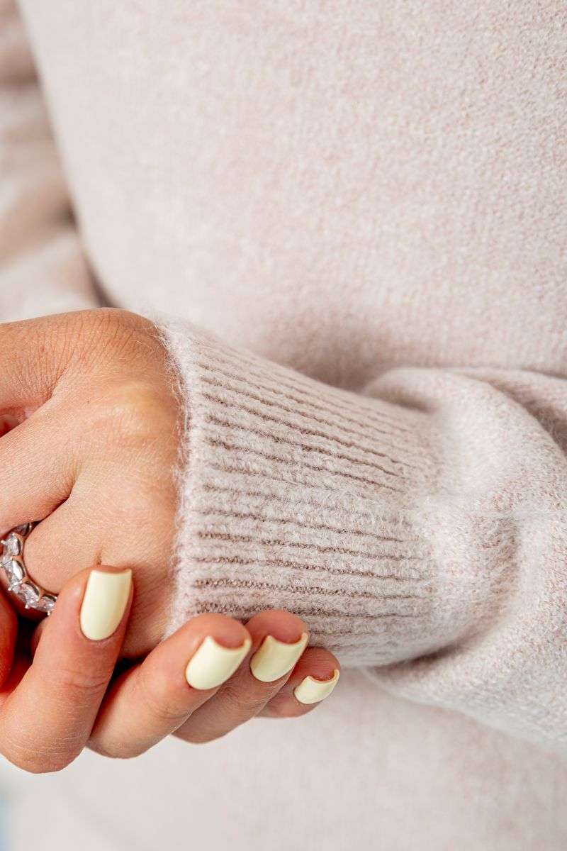 Свитер женский шерстяной, цвет светло-бежевый, 244R0390 — изображение 5