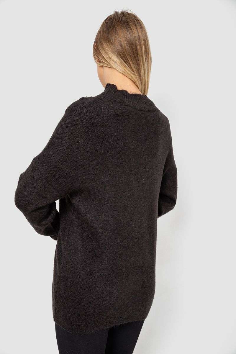 Свитер женский шерстяной, цвет черный, 244R0390 — изображение 4