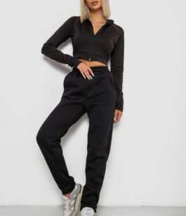 Спортивные штаны женские на флисе, цвет черный, 238R58641-1