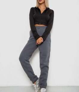 Спортивные штаны женские на флисе, цвет темно-серый, 238R58641-1