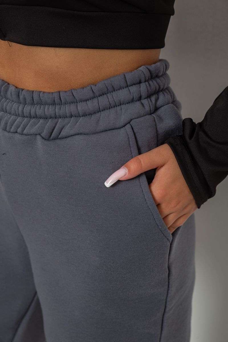Спортивные штаны женские на флисе, цвет темно-серый, 238R58641-1 — изображение 5