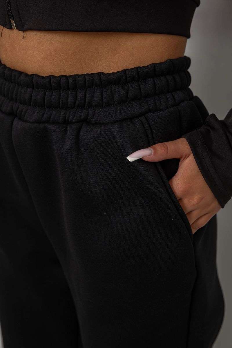 Спортивные штаны женские на флисе, цвет черный, 238R58641-1 — изображение 5