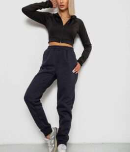 Спортивные штаны женские на флисе, цвет темно-синий, 238R58641-1