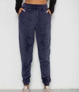 Спортивные штаны женские велюровые на флисе, цвет синий, 238R58646-1