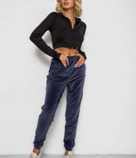 Спортивные штаны женские велюровые на флисе, цвет синий, 238R58646-1