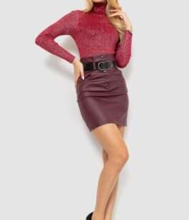 Гольф женский трикотажный в рубчик, цвет красный, 204R057