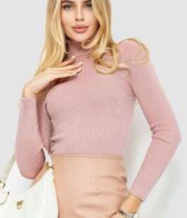 Гольф женский трикотажный в рубчик, цвет розовый, 204R057