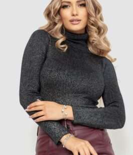 Гольф женский трикотажный в рубчик, цвет черный, 204R057