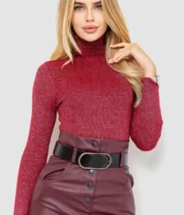 Гольф женский трикотажный в рубчик, цвет красный, 204R057