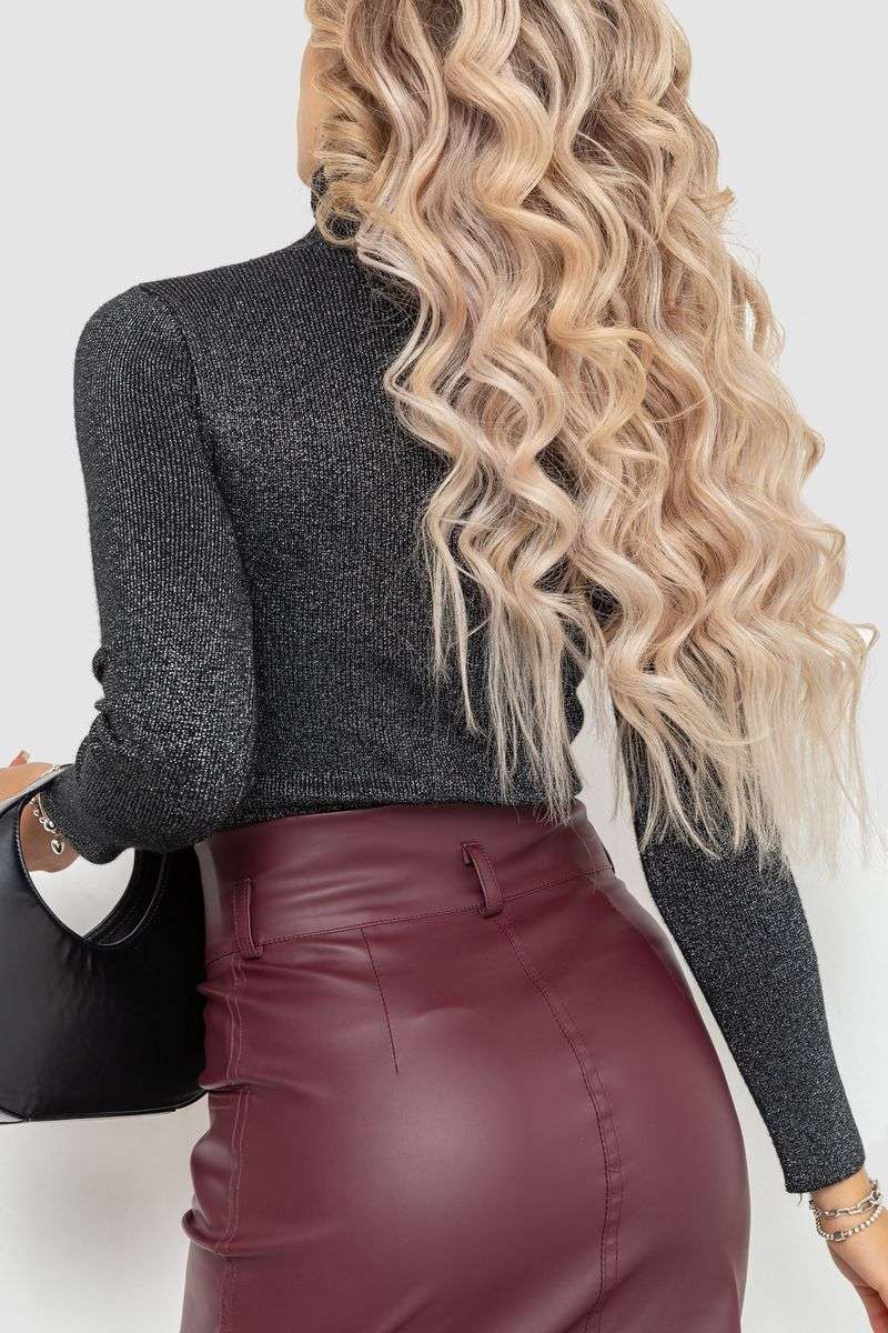 Гольф женский трикотажный в рубчик, цвет черный, 204R057 — изображение 4