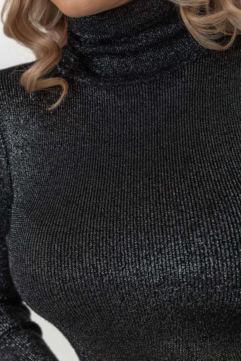 Гольф женский трикотажный в рубчик, цвет черный, 204R057 — изображение 5