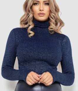 Гольф женский трикотажный в рубчик, цвет синий, 204R057