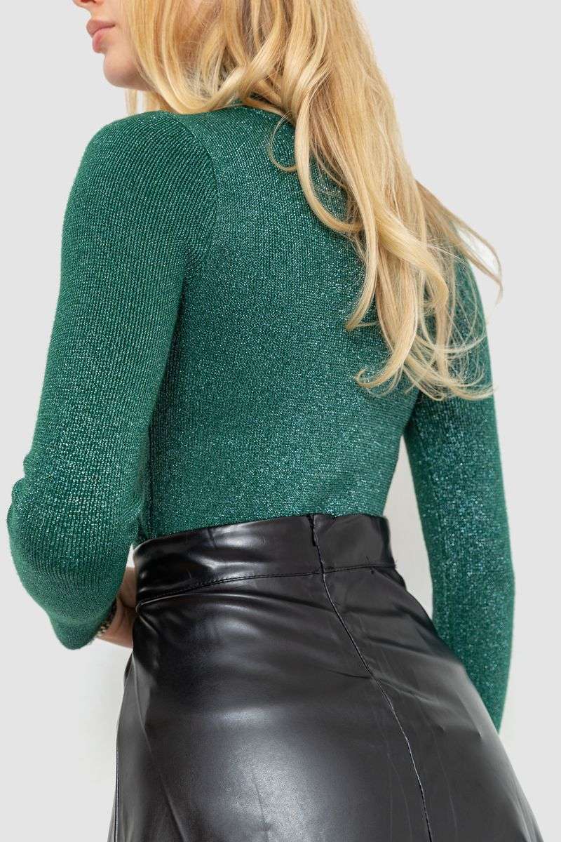 Гольф женский трикотажный в рубчик, цвет зеленый, 204R057 — изображение 4