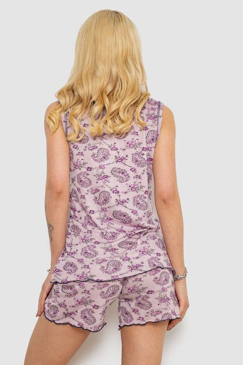 Пижама женская с принтом, цвет сиреневый, 243R5714 — изображение 4