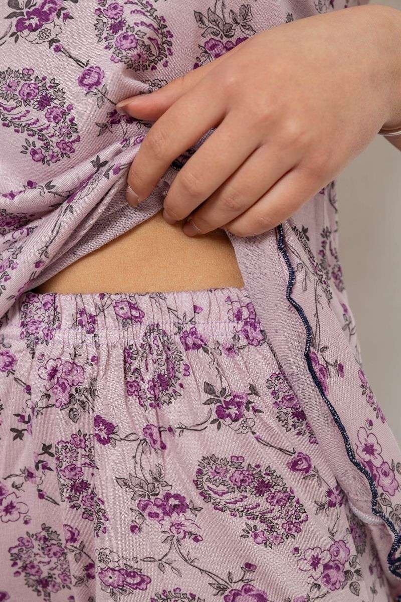 Пижама женская с принтом, цвет сиреневый, 243R5714 — изображение 5