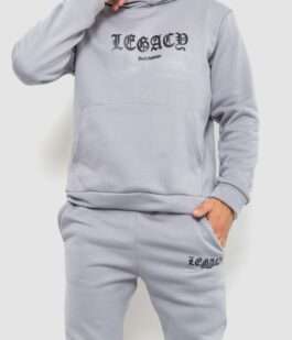 Спортивный костюм мужской на флисе, цвет светло-серый, 238R57046