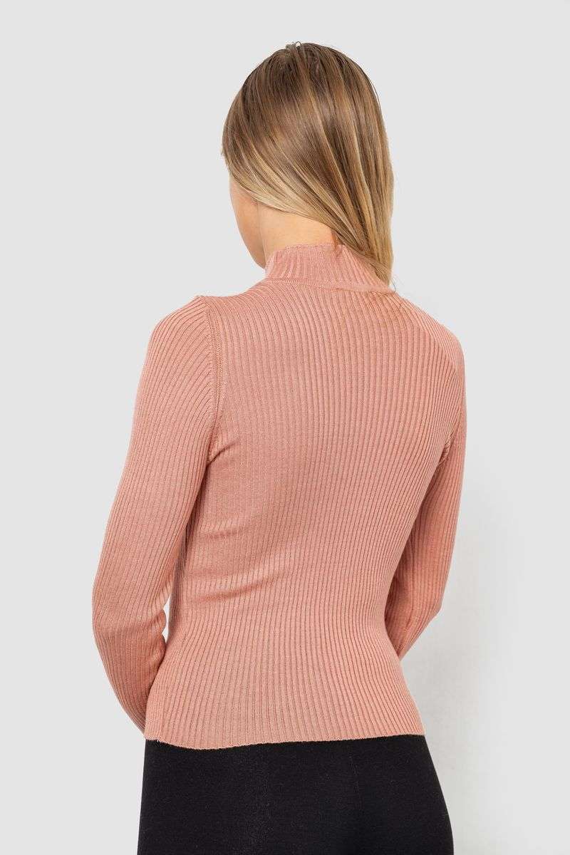 Водолазка женская в рубчик, цвет пудровый, 214R91306 — изображение 4