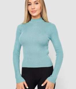 Водолазка женская в рубчик, цвет мятный, 214R91306