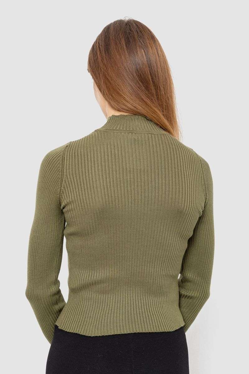 Водолазка женская в рубчик, цвет хаки, 214R91306 — изображение 4