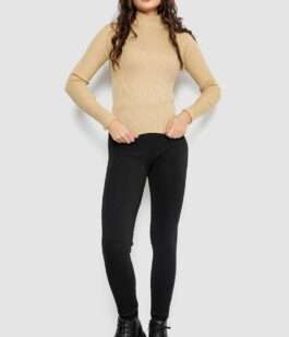 Водолазка женская в рубчик, цвет бежевый, 214R91306