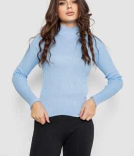 Водолазка женская в рубчик, цвет голубой, 214R91306