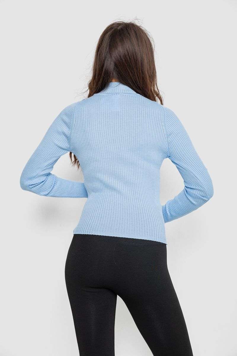 Водолазка женская в рубчик, цвет голубой, 214R91306 — изображение 4