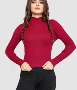 Водолазка женская в рубчик, цвет бордовый, 214R91306