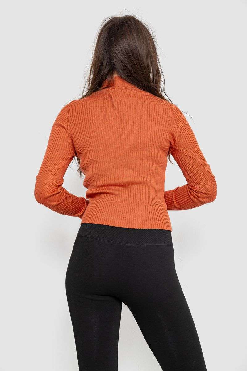 Водолазка женская в рубчик, цвет терракотовый, 214R91306 — изображение 4