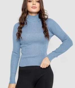 Водолазка женская в рубчик, цвет джинс, 214R91306