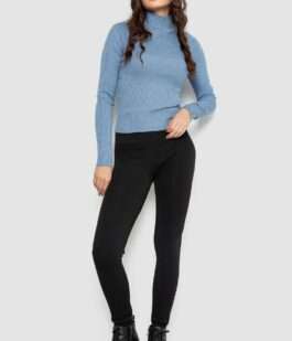 Водолазка женская в рубчик, цвет джинс, 214R91306