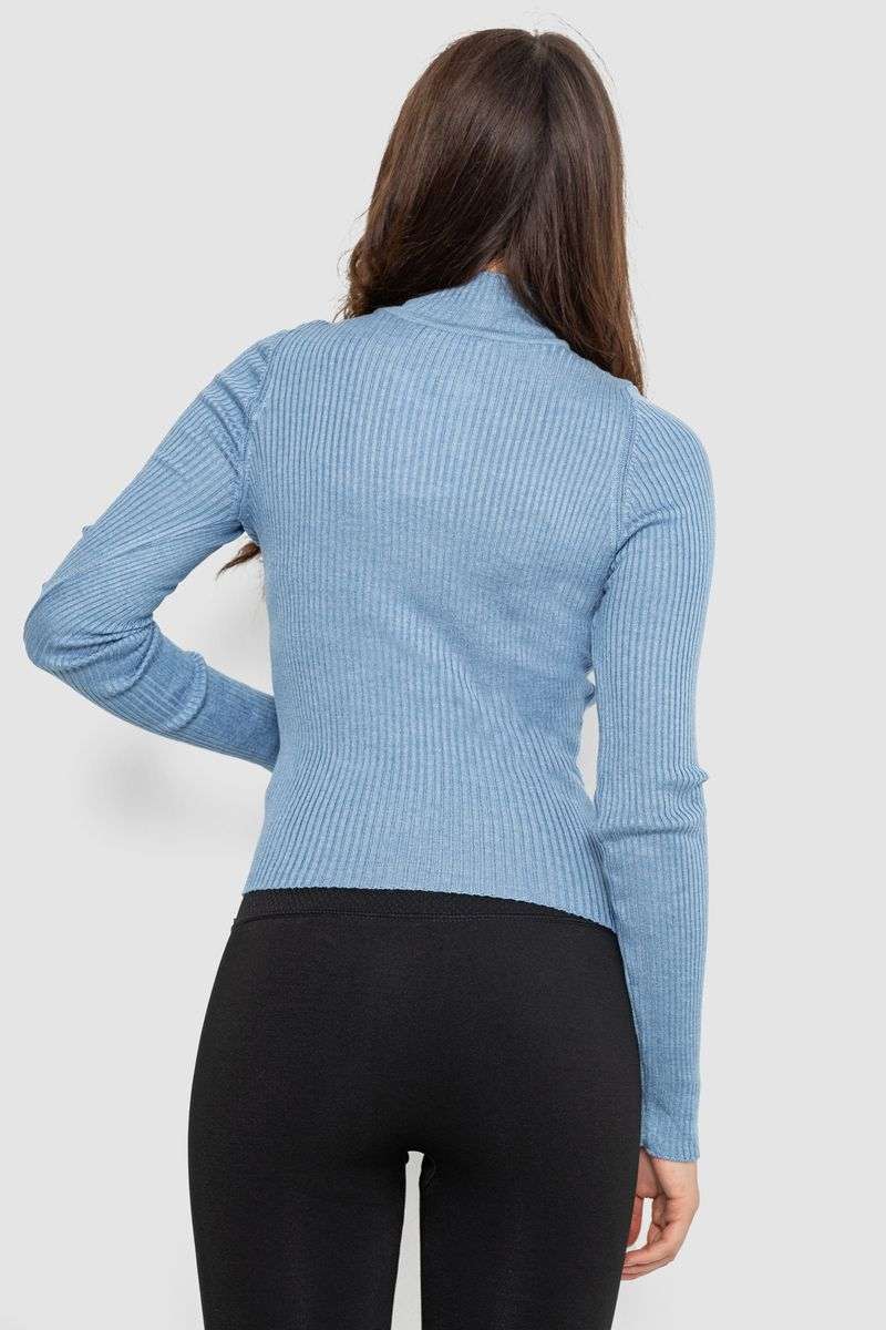 Водолазка женская в рубчик, цвет джинс, 214R91306 — изображение 4