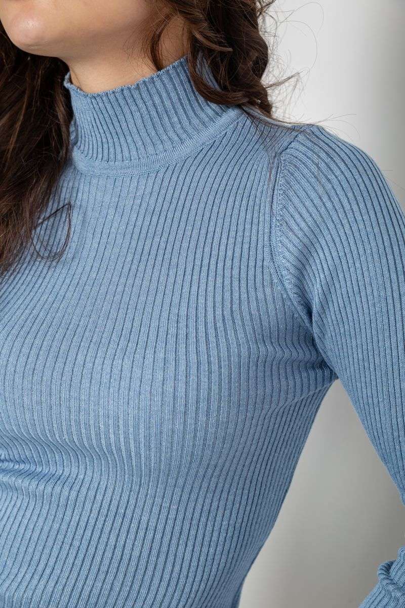 Водолазка женская в рубчик, цвет джинс, 214R91306 — изображение 5