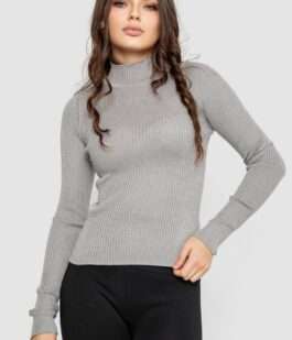 Водолазка женская в рубчик, цвет светло-серый, 214R91306