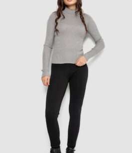 Водолазка женская в рубчик, цвет светло-серый, 214R91306