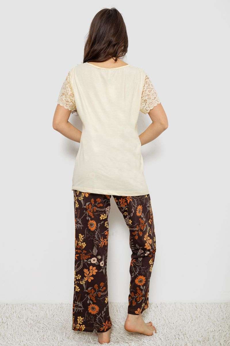 Пижама женская с принтом, цвет желтый, 243R1600-008 — изображение 4