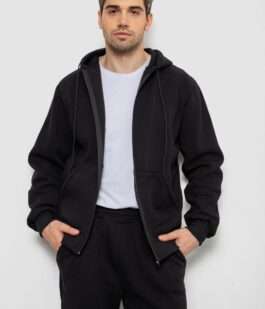 Спортивный костюм мужской из турецкой трехнити на флисе., цвет черный, 238R165