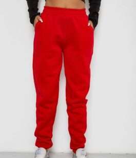 Спортивные штаны женские на флисе, цвет красный, 238R57828