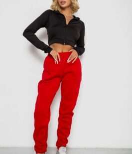 Спортивные штаны женские на флисе, цвет красный, 238R57828