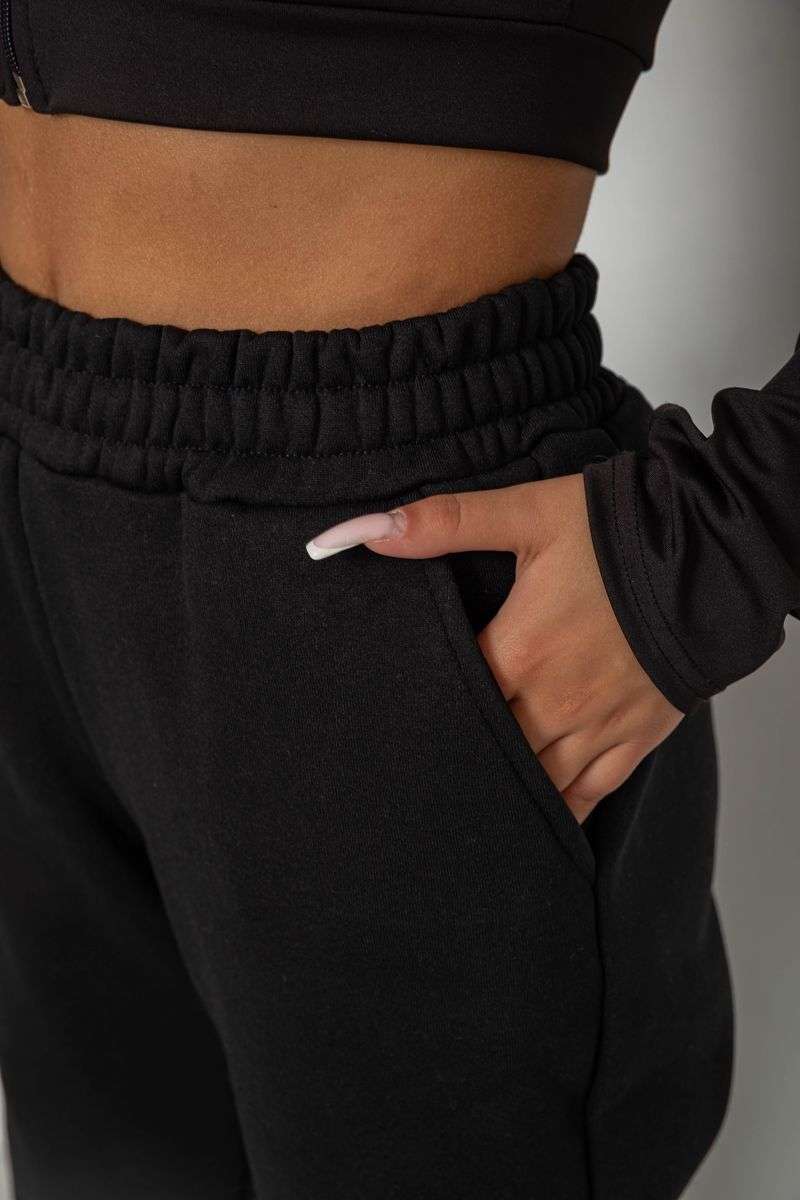 Спортивные штаны женские на флисе, цвет черный, 238R57828 — изображение 5