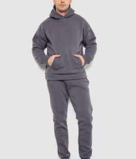 Спортивный костюм мужской на флисе, цвет серый, 177R235