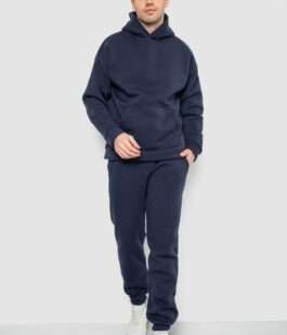 Спортивный костюм мужской на флисе, цвет темно-синий, 177R235