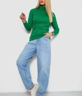 Гольф женский на флисе в рубчик, цвет зеленый, 238R329