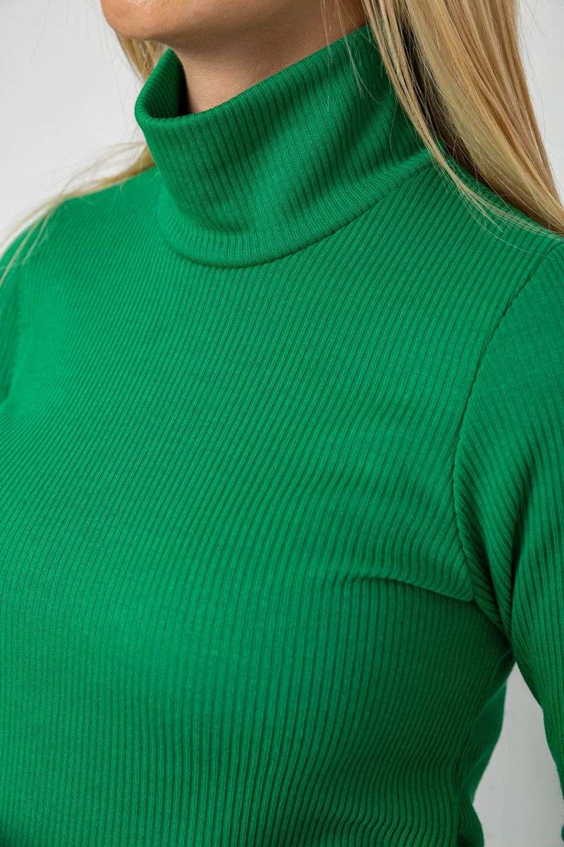 Гольф женский на флисе в рубчик, цвет зеленый, 238R329 — изображение 5