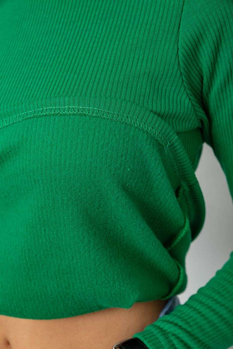 Гольф женский на флисе в рубчик, цвет зеленый, 238R329 — изображение 6