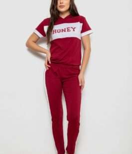 Пижама женская, цвет бордовый, 243R1488-006