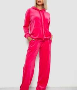 Спортивный костюм женский велюровый свободного кроя, цвет розовый, 241R2001-20