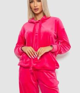 Спортивный костюм женский велюровый свободного кроя, цвет розовый, 241R2001-20